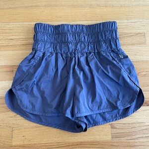 Free People Navy The Way Home High Waisted Exercise Shorts